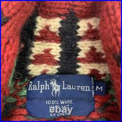 Vintage Polo Ralph Lauren (M) Hand Knit Wool Navajo Native Shawl Cardigan Robe