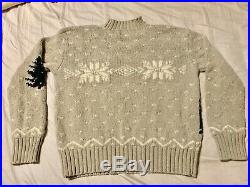 Vintage Ralph Lauren Polo Sport Gray Cabin Ski Bear Hand Knit Sweater Medium