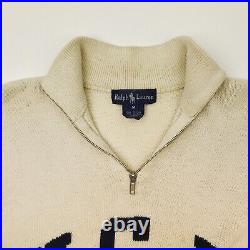 Vintage Ralph Lauren USA Spell Out Jumper MEDIUM Men 1/4 Zip Neck Sweater Knit