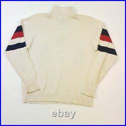 Vintage Ralph Lauren USA Spell Out Jumper MEDIUM Men 1/4 Zip Neck Sweater Knit