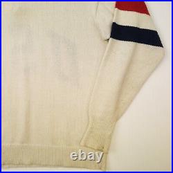 Vintage Ralph Lauren USA Spell Out Jumper MEDIUM Men 1/4 Zip Neck Sweater Knit