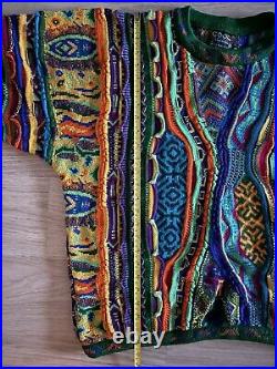 Vintage Rare Men Women Coogi 3D Oversized Sweater Jumper Rainbow Multicolour M