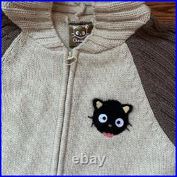 Vintage Sanrio Chococat Cardigan Sweater M Hood Zip Up Knit Long Sleeve Pocket
