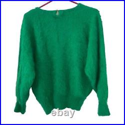 Vintage Sweater Womens Size Medium Green Bead Embellished Dolman Sleeve