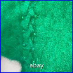 Vintage Sweater Womens Size Medium Green Bead Embellished Dolman Sleeve