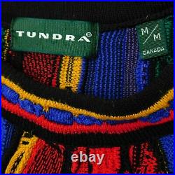 Vintage TUNDRA CANADA Sweater 3D Rainbow Coogi Style Biggie Cosby Cotton Men's M