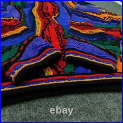 Vintage TUNDRA CANADA Sweater 3D Rainbow Coogi Style Biggie Cosby Cotton Men's M