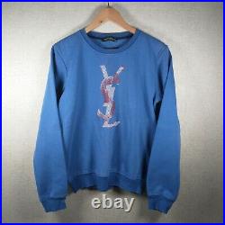 Vintage Tom Ford YSL Yves Saint Laurent Big Logo Sweater Jumper M Blue Unisex