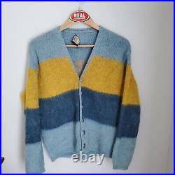 Vintage Towncraft Mohair Cardigan Cobain Sweater Grunge Fuzzy Men's Medium Blue