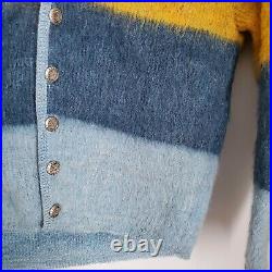 Vintage Towncraft Mohair Cardigan Cobain Sweater Grunge Fuzzy Men's Medium Blue