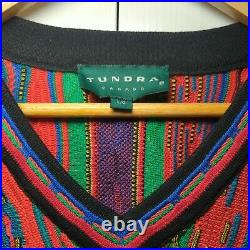 Vintage Tundra Canada Coogi Style 3D Rainbow Sweater Large Slim Medium Biggie