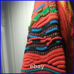 Vintage Tundra Canada Coogi Style 3D Rainbow Sweater Large Slim Medium Biggie