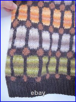Vintage handknitted sweater 1980s brown orange yellow green