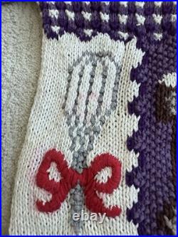 Vtg 90's Country Kitchen Baking Tea Hand Knit Women's M Sweater Fruit Grandma