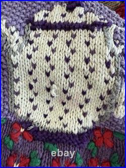 Vtg 90's Country Kitchen Baking Tea Hand Knit Women's M Sweater Fruit Grandma