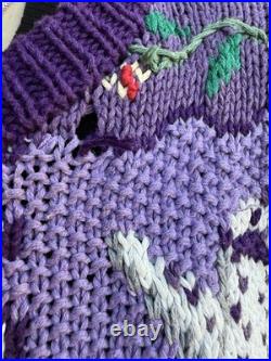 Vtg 90's Country Kitchen Baking Tea Hand Knit Women's M Sweater Fruit Grandma