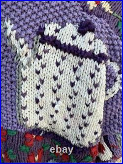 Vtg 90's Country Kitchen Baking Tea Hand Knit Women's M Sweater Fruit Grandma