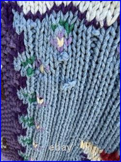 Vtg 90's Country Kitchen Baking Tea Hand Knit Women's M Sweater Fruit Grandma