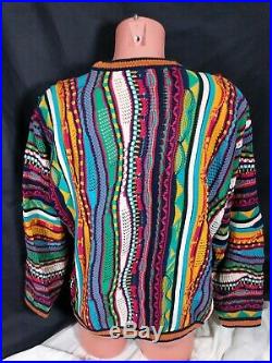 Vtg Coogi Sweater Sz Medium Multicolor 3D Cosby Biggie Smalls