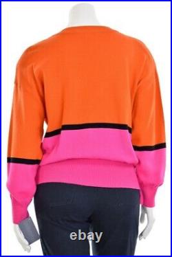 Vtg Escada Margaretha Ley Orange/Fuchsia Tiger Sequin Sweater Jumper sz 40/10 US