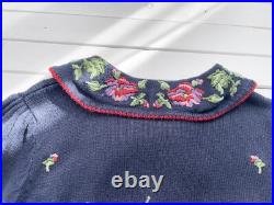 Vtg Hermain Geist embroidery floral cottagecore cotton sweater