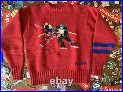 Vtg Polo Ralph Lauren Hand Knit Sweater Wool Hockey Player Size 20 MEDIUM