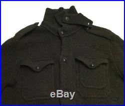 Vtg Polo Ralph Lauren Men 100% Wool Military Army Knit Sweater Cardigan Jacket
