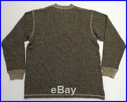 Vtg Polo Ralph Lauren Men Wool Tweed Herringbone Henley Knit Sweater Pullover M