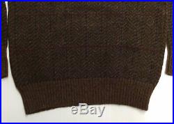 Vtg Polo Ralph Lauren Wool Herringbone Hunting Shooting Gun Patched Knit Sweater