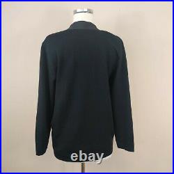 Vtg Salvatore Ferragamo Wool Cardigan Sweater Black Designer Buttons Medium M