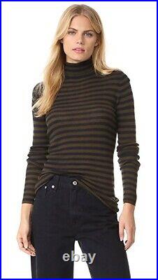 W006 Nwt Vince 100% Cashmere Turtleneck Stripe Women Sweater $275