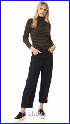 W006 Nwt Vince 100% Cashmere Turtleneck Stripe Women Sweater $275