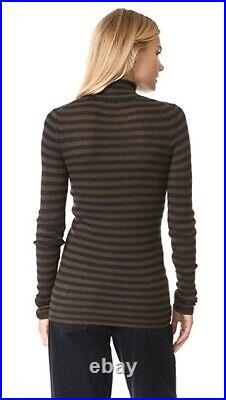 W006 Nwt Vince 100% Cashmere Turtleneck Stripe Women Sweater $275