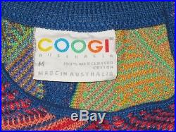 WILD Vtg COOGI Textured Neon Accents COLORFUL Mercerized Cotton Sweater M Medium