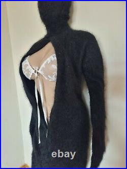WOW balaclava Thick Jumpsuit body Play suit Angora Sweater BLACK 79 inches long