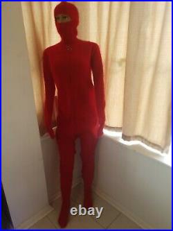 WOW balaclava Thick Jumpsuit body Play suit Angora Sweater RED 79 inches long