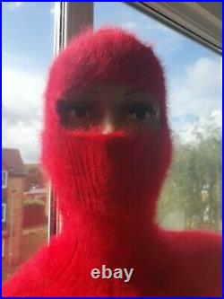 WOW balaclava Thick Jumpsuit body Play suit Angora Sweater RED 79 inches long