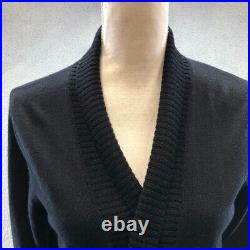 White + Warren Wool Cardigan Sweater Jumper Womens Medium Black Knit Long Sleeve