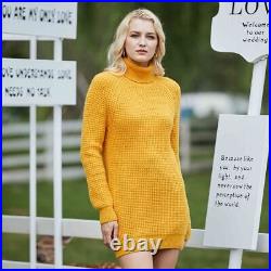 Women Sweater Dress Wool Turtleneck Knitted Pullover Jumper Tops Solid Sweaters