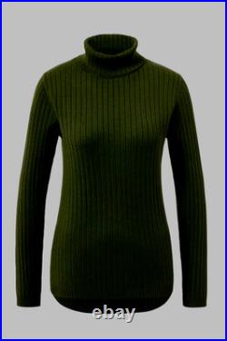 Women Turtle Neck Long Sleeve Ribbed Sweater, Dark Green M Women Turtle Neck Long Sleeve Ribbed Sweater, Dark Green M