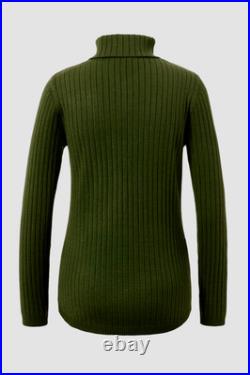 Women Turtle Neck Long Sleeve Ribbed Sweater, Dark Green M Women Turtle Neck Long Sleeve Ribbed Sweater, Dark Green M
