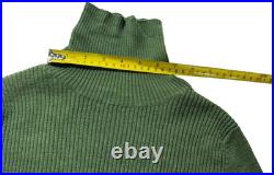 Women Turtle Neck Long Sleeve Ribbed Sweater, Dark Green M
