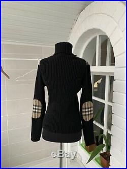 Women's Burberry London Wool Black Nova Check Turtleneck Sweater Sz M