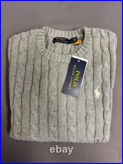 Women's Medium /Polo Ralph Lauren Sweater Cable Knit Cotton Crew Neck GRAY