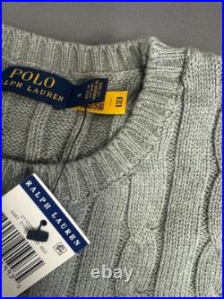 Women's Medium /Polo Ralph Lauren Sweater Cable Knit Cotton Crew Neck GRAY Women's Medium /Polo Ralph Lauren Sweater Cable Knit Cotton Crew Neck GRAY