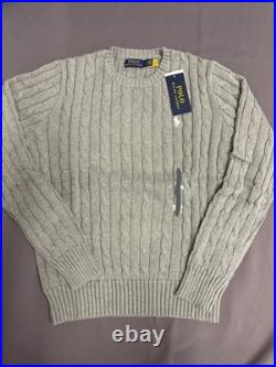 Women's Medium /Polo Ralph Lauren Sweater Cable Knit Cotton Crew Neck GRAY