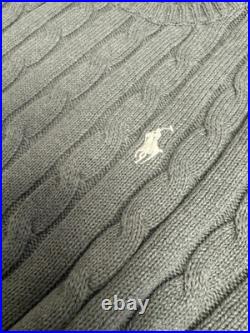 Women's Medium /Polo Ralph Lauren Sweater Cable Knit Cotton Crew Neck GRAY Women's Medium /Polo Ralph Lauren Sweater Cable Knit Cotton Crew Neck GRAY