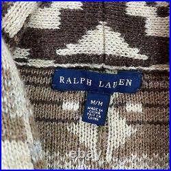 Women's Ralph Lauren (M) Southwestern Brass Button Blanket Cotton Cardigan
