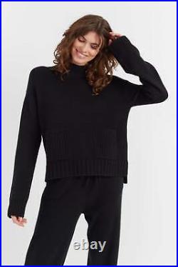 Women's Sweater Chinti and Parker Black 100% Cashmere Patch Pocket detail Size X