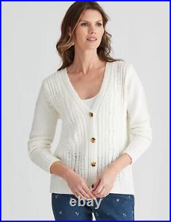 Womens Jumper Fluffy Cable Cardigan W LANE